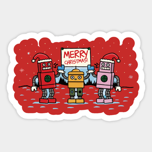 Merry Christmas - Stupid Cute Robots #3 Sticker by Sorry Frog